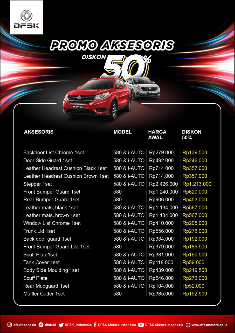 DFSK Aksesoris Diskon 50% hanya di IIMS 2023.